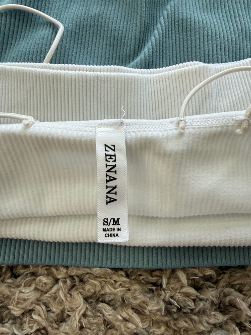 Zenana Outfitters Double-Pack Ribbed Camisoles - White & Dusty Teal - Picture 2 of 2